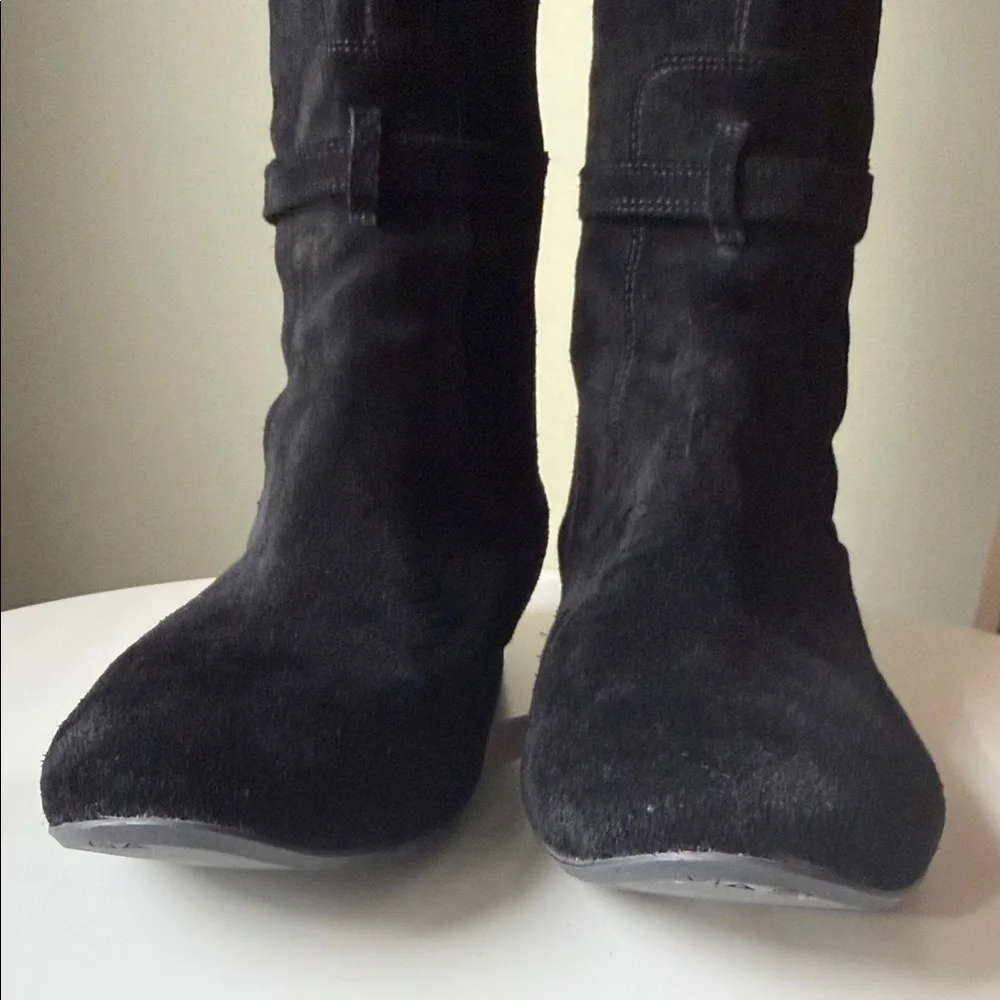 Via Spiga Suede Over the Knee Boots Decorative Strap Possible Fold Over 8.5 Flaw
